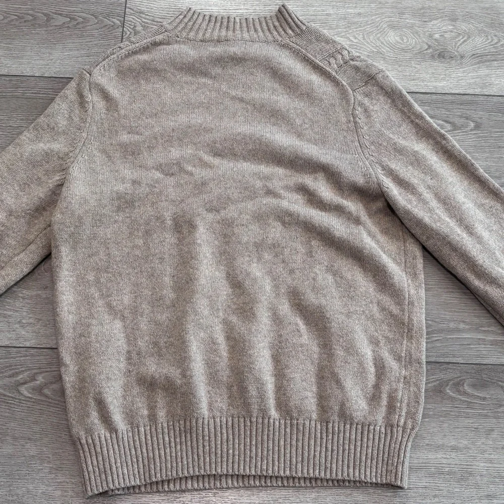 Jos. A. Bank Sweater Mens XL Tan Cable Knit Merino Wool Blend Mock Neck New